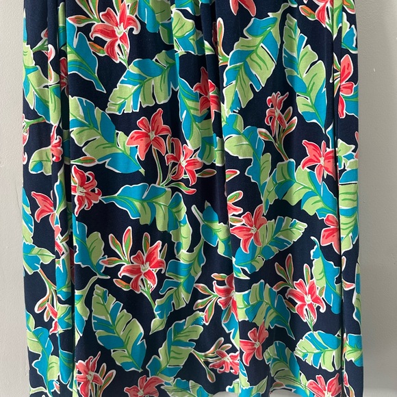 Lands' End Tropical Print  M sleeveless cotton blend stretch wrap dress casual - Picture 5 of 11